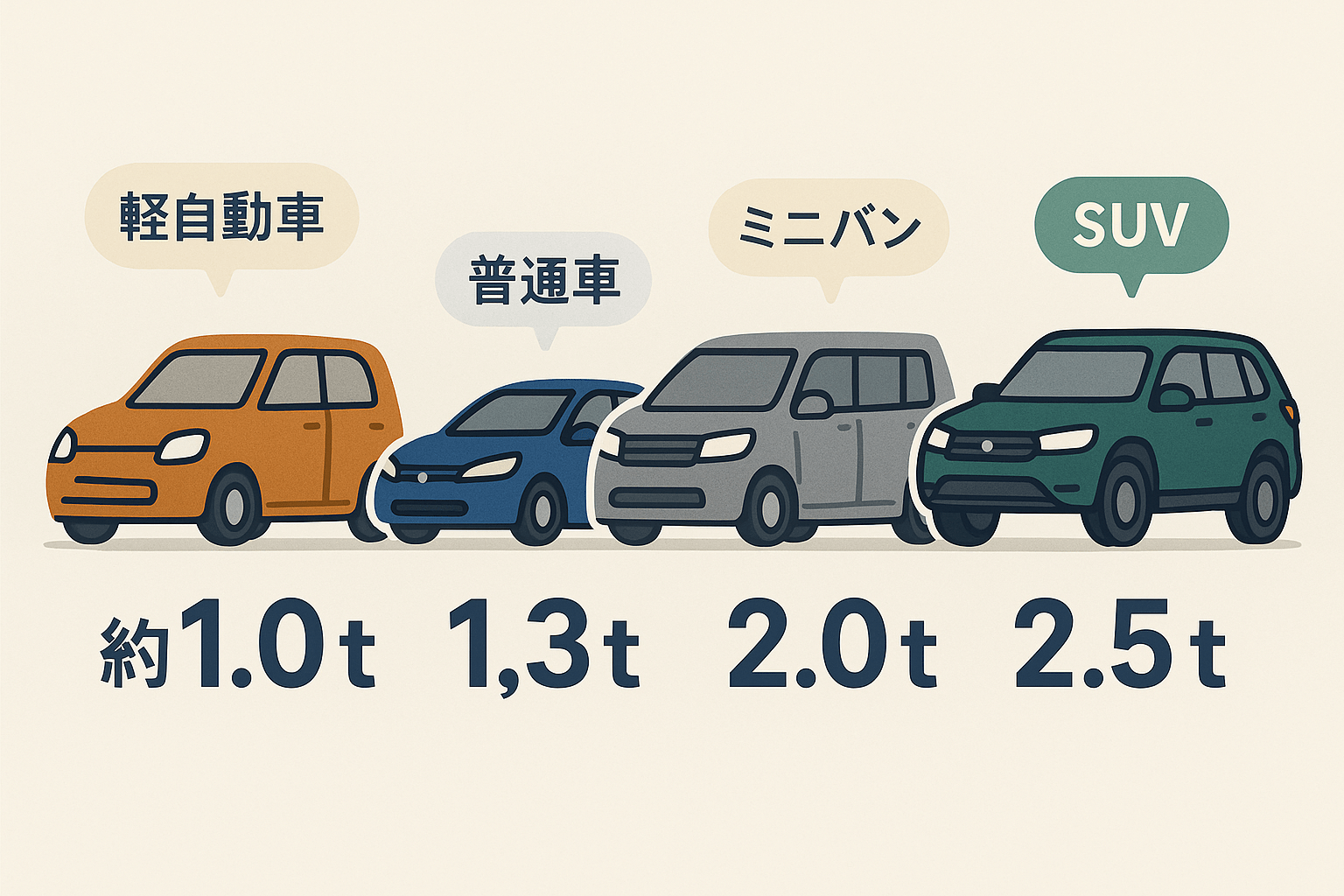 1トンを車で例える